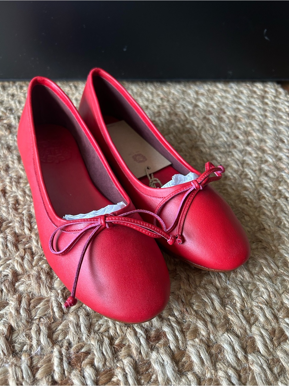 NEW! Bali Elf Elaria Bow Leather Ballet Flats - Red